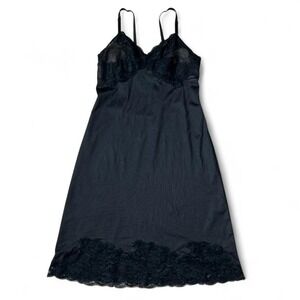 Wonder Maid Style 2995 Black Baby doll Lace Trim Slip 100% Antron Whimsigoth